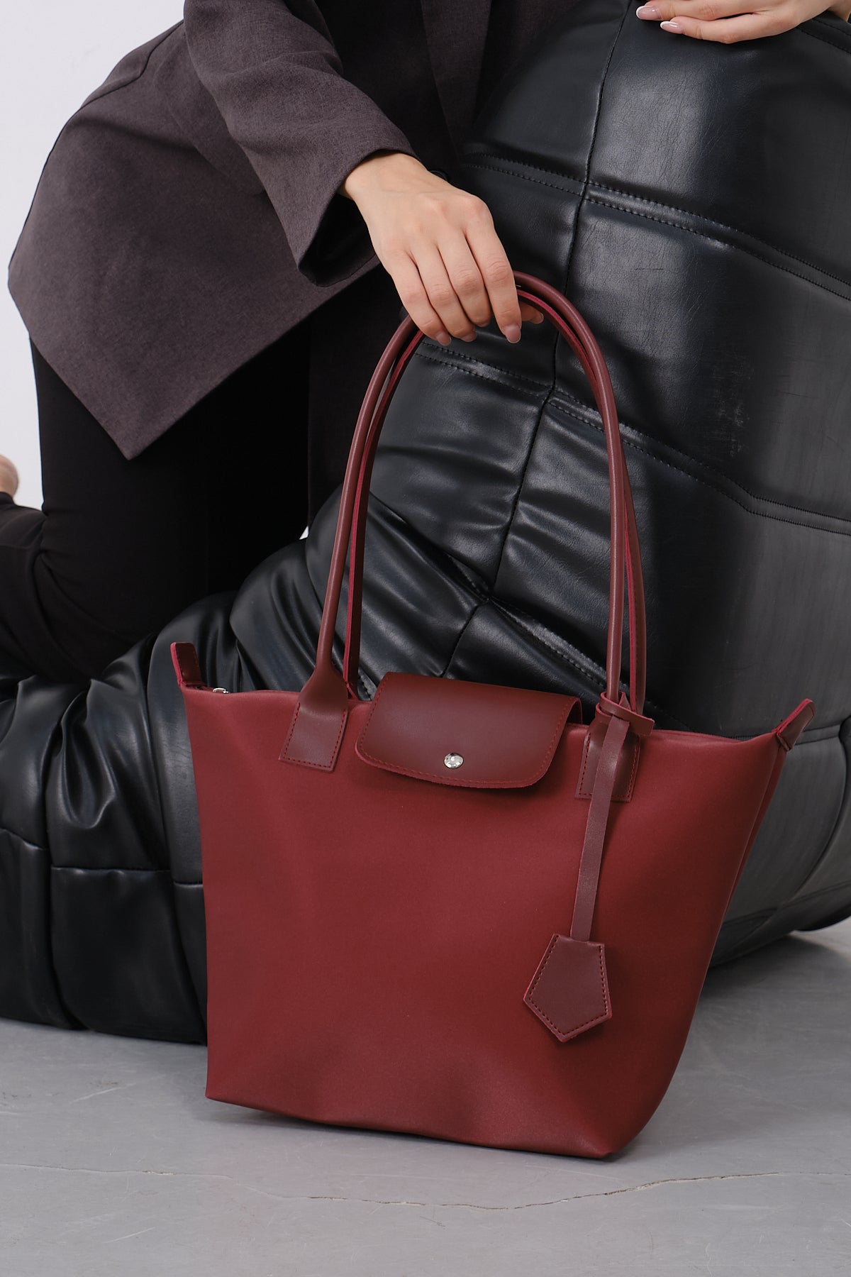 KADIN FERMUARLI OMUZ ÇANTASI LONG - BORDO