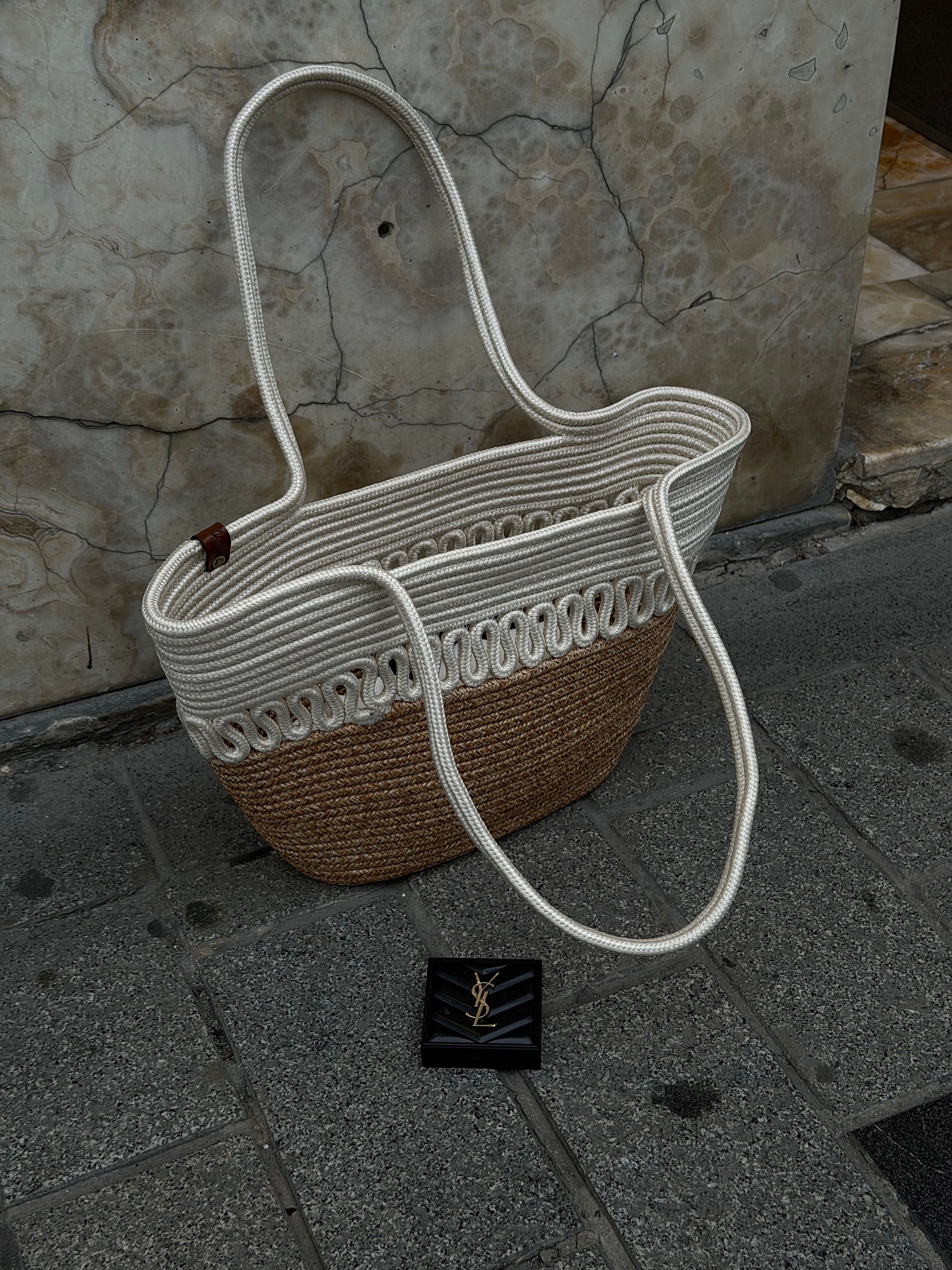 KADIN HANDMADE HASIR OMUZ ÇANTASI BALİ - KREM