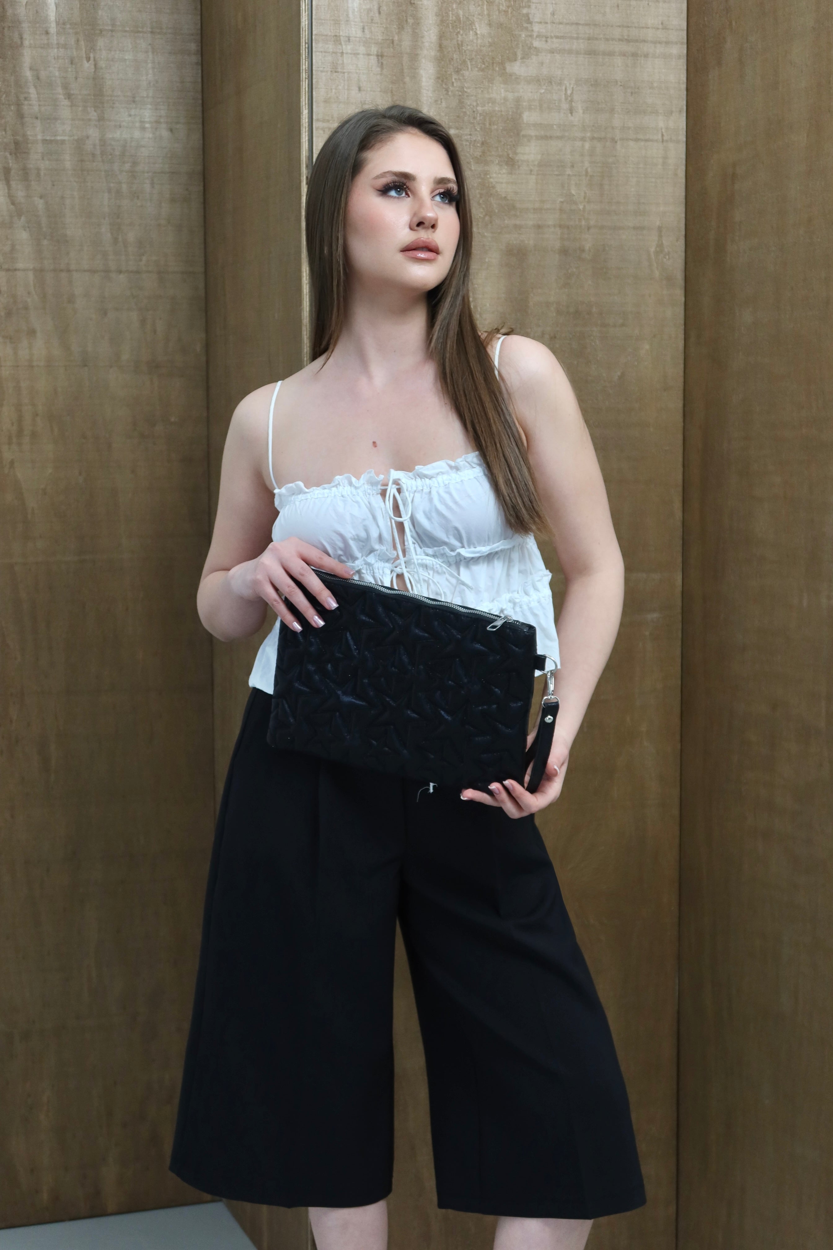 KADIN CLUTCH EL ÇANTASI MOCHA - SİYAH