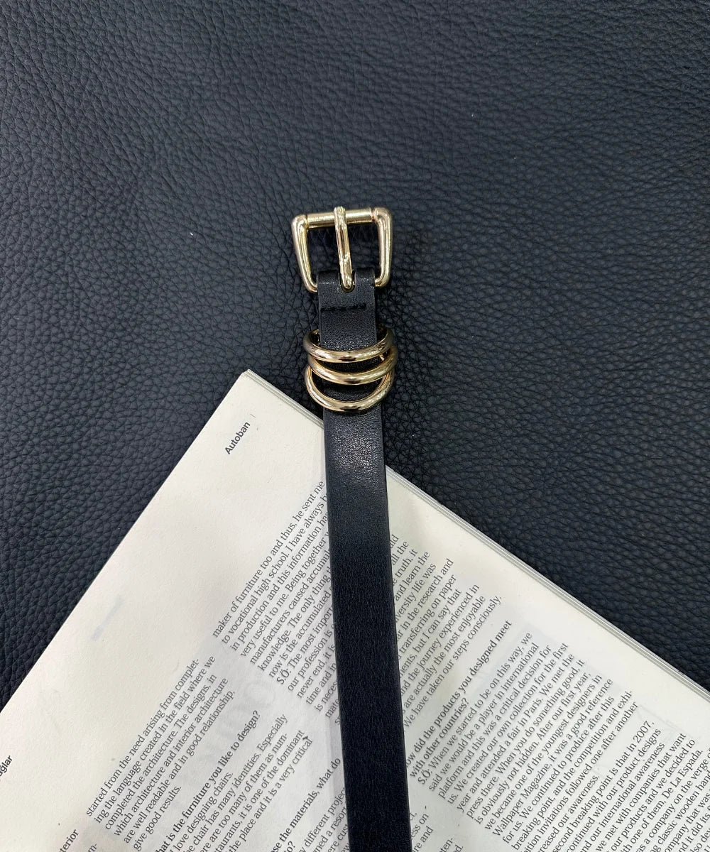 Kadın Gold 3 Halka Detaylı Kemer - Siyah