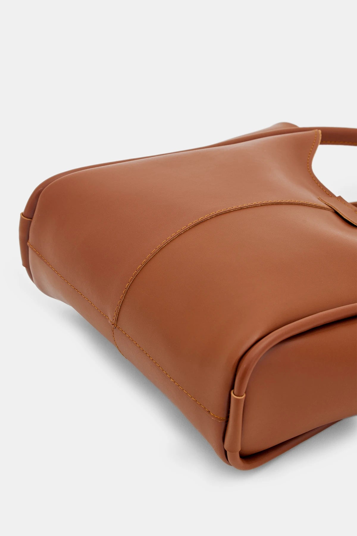 Kadın Fermuarlı Omuz Çantası Poloni - Taba