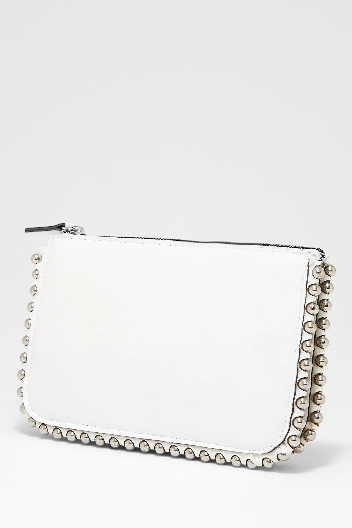 Kadın Zımbalı Çapraz Askılı Çanta Stap - Beyaz