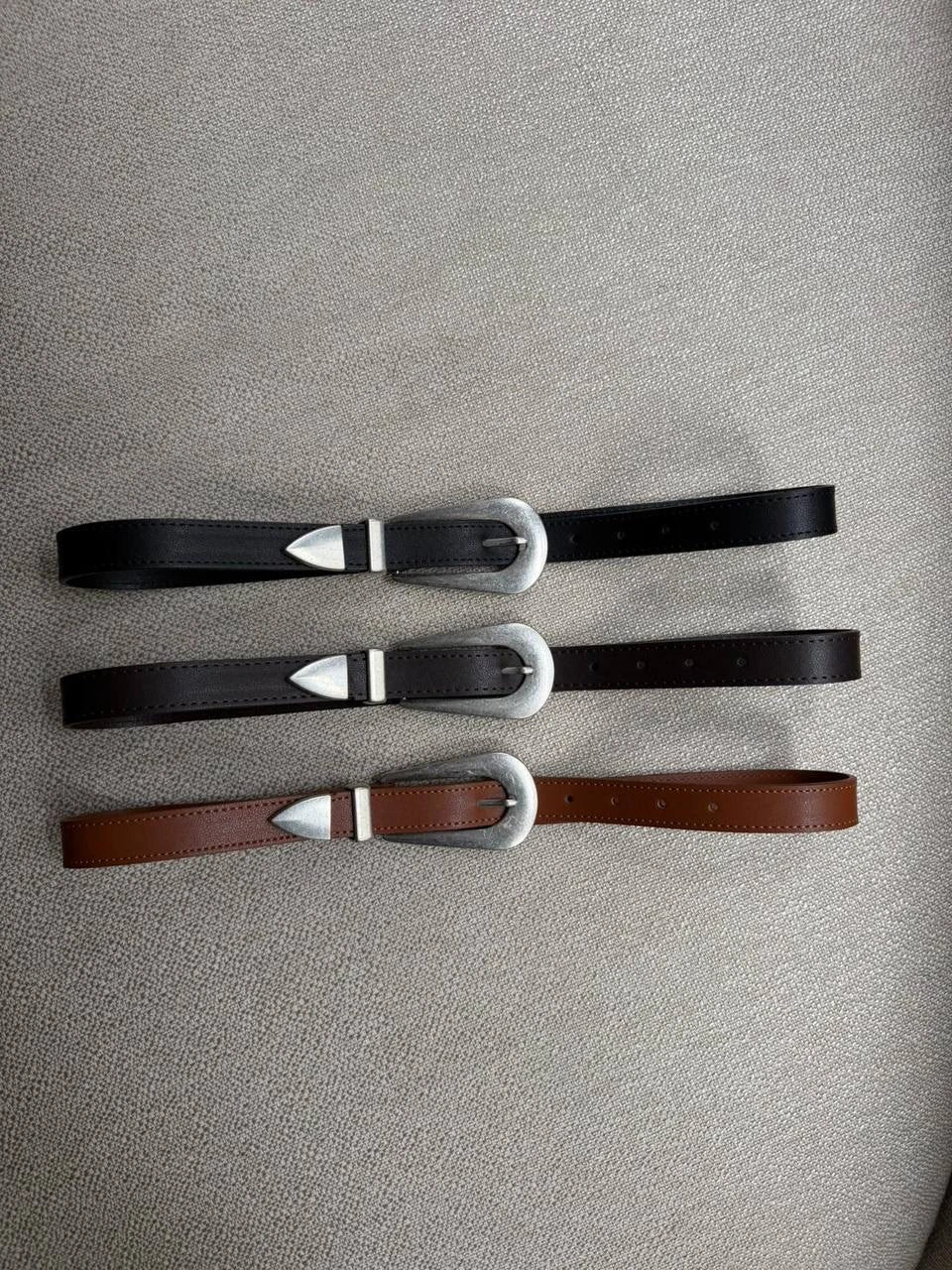 Kadın Oval Tokalı İşlemeli Kemer - Kahve