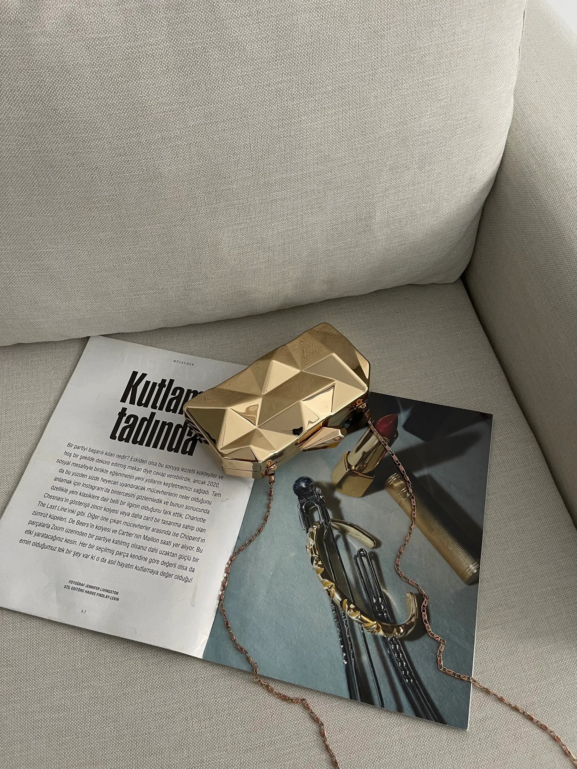 Kadın Zincir Askılı Çapraz Çanta Trave - Altın