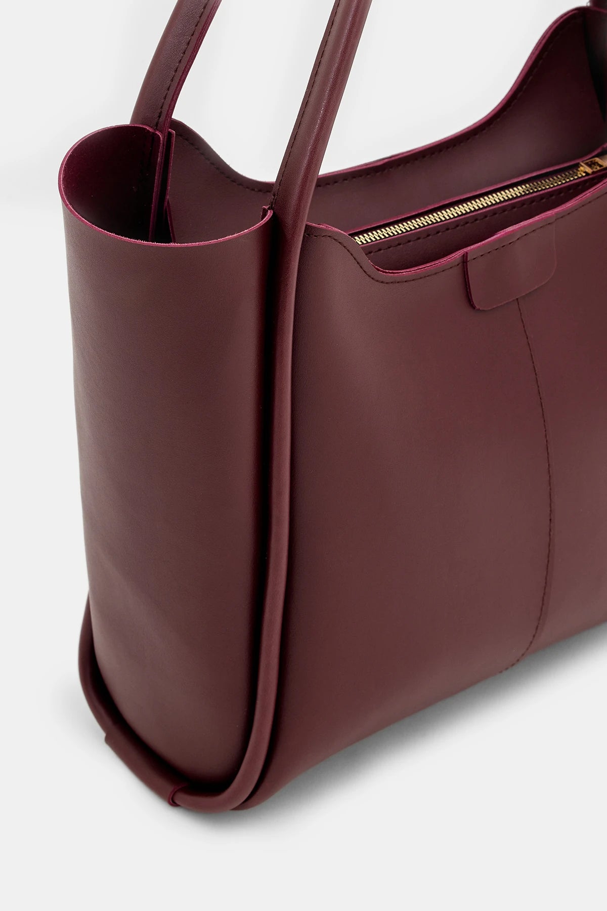 Kadın Fermuarlı Omuz Çantası Poloni - Bordo