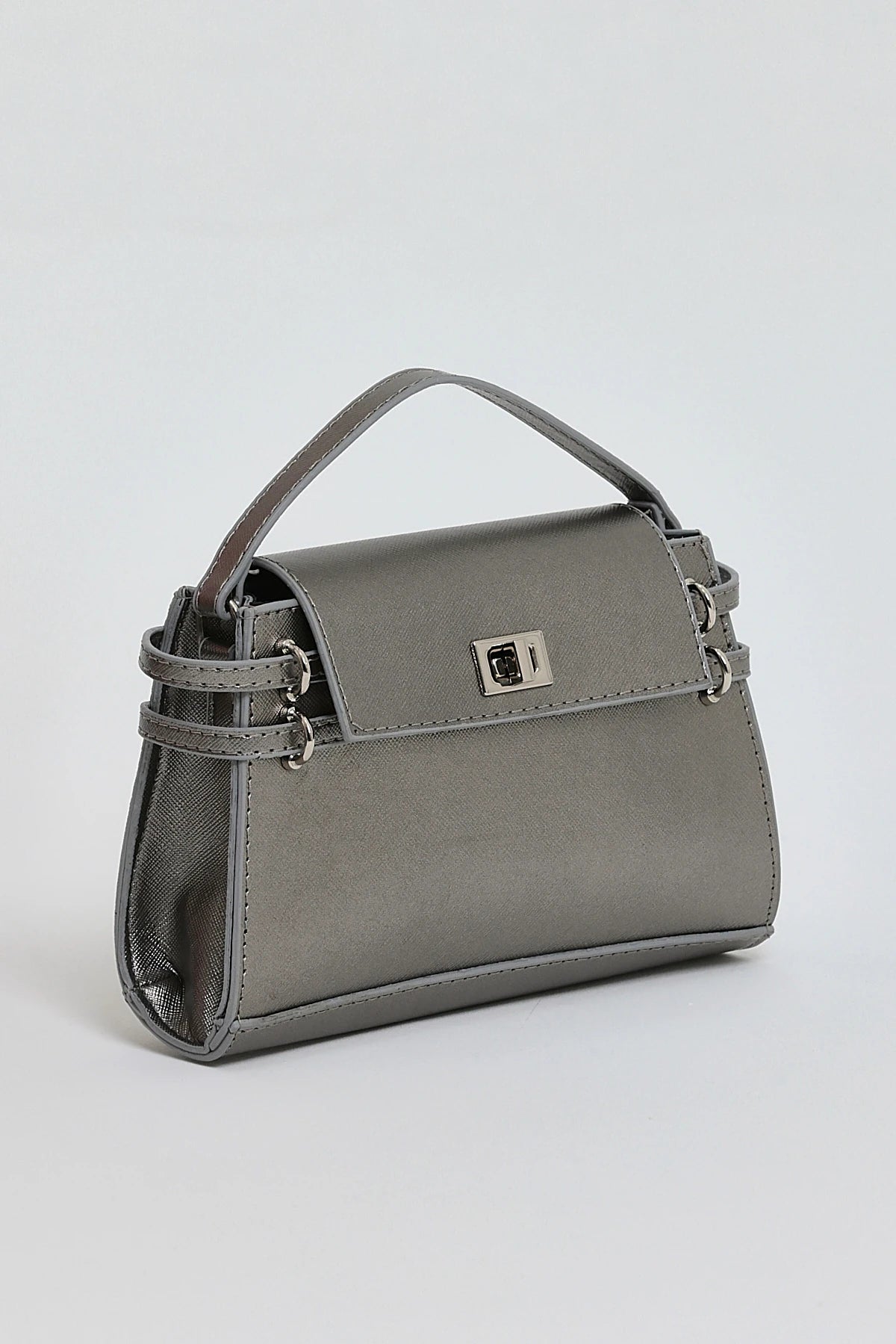 Kadın Çapraz Askı Mini Omuz Çantası Gery - Gümüş