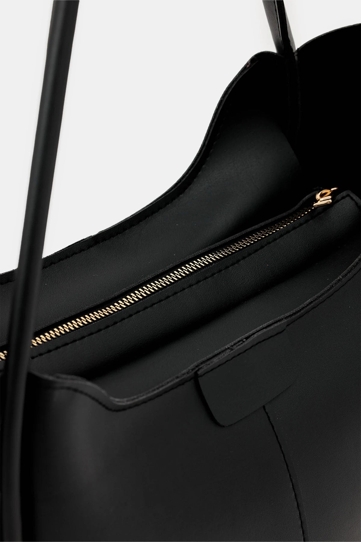 Kadın Fermuarlı Omuz Çantası Poloni - Siyah