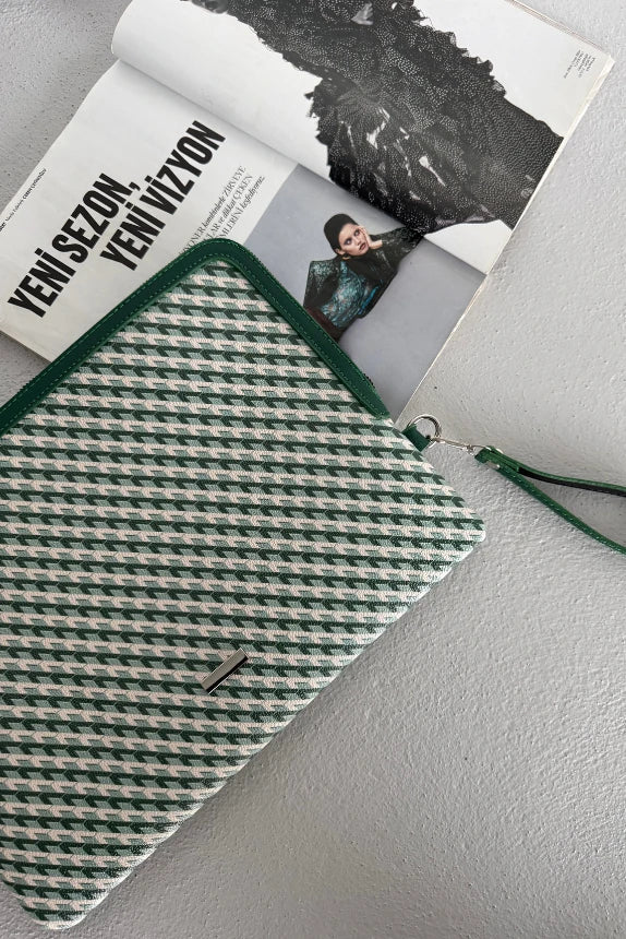 Monogram Desenli Dizüstü Bilgisayar Kılıfı Appy - Yeşil