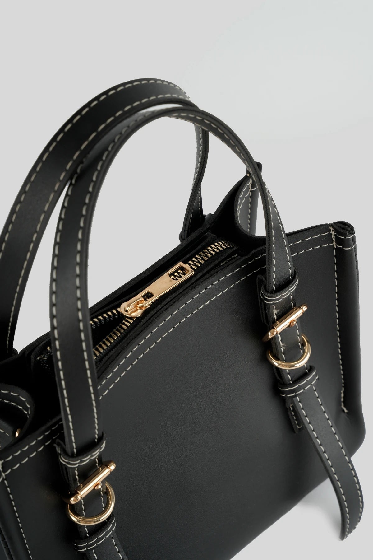 Kadın Dikiş Detaylı Tote Çanta Mini Samba - Siyah