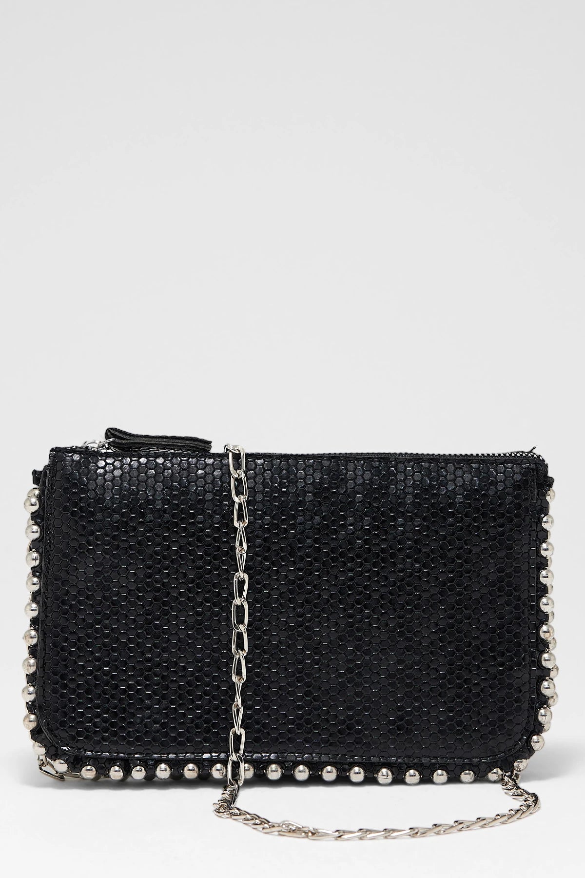 Kadın Zımbalı Çapraz Askılı Çanta Stap - Micro Siyah