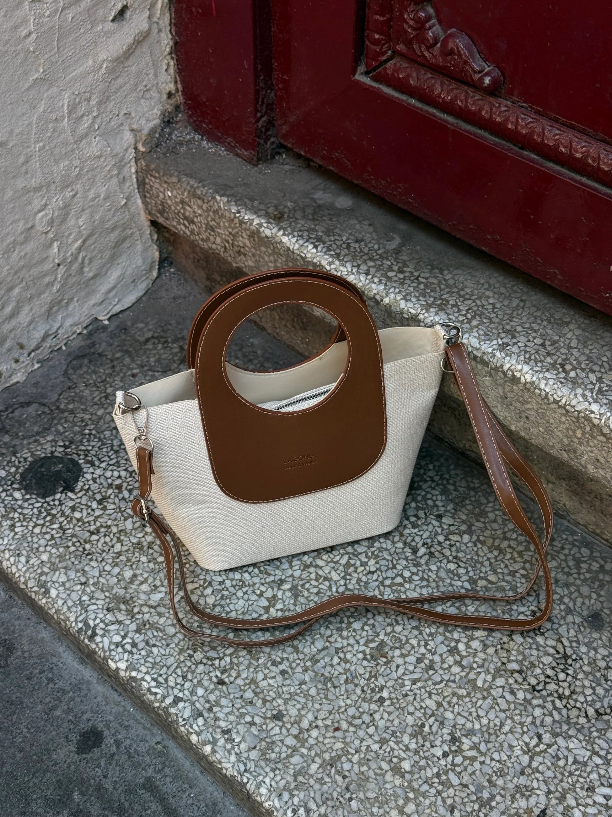 Kadın Yavru Detaylı Hasır Çapraz Çanta Arlo - Taba