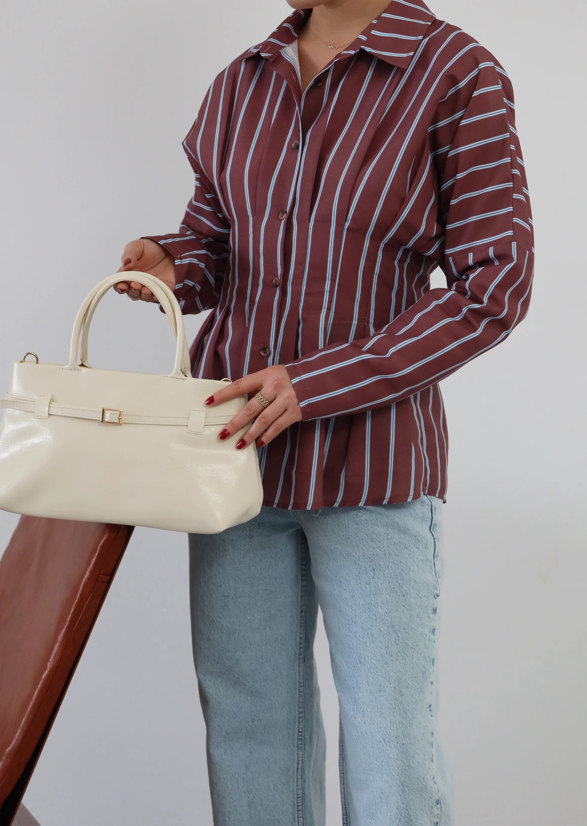 Kadın Suni Deri Omuz Çantası Marc - Krem