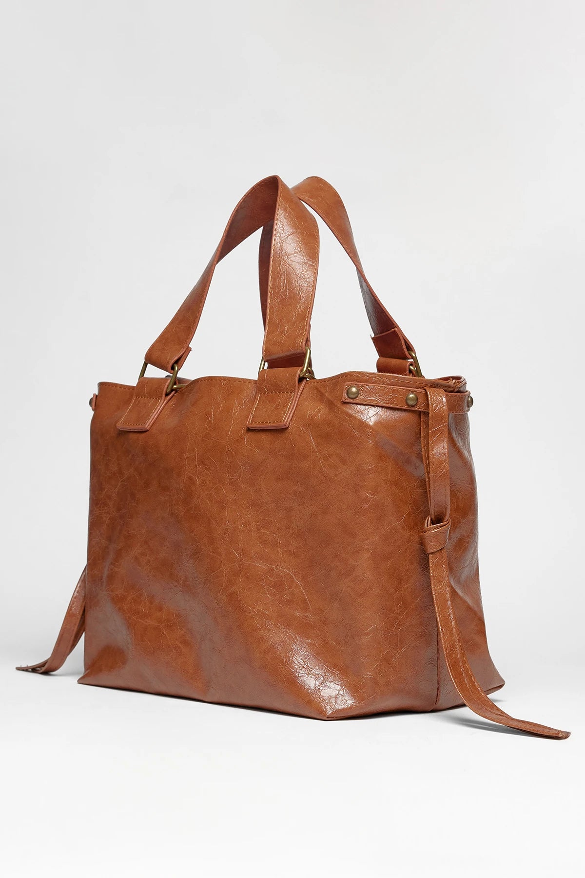 Kadın Deri Tote Omuz Çantası Big City - Taba