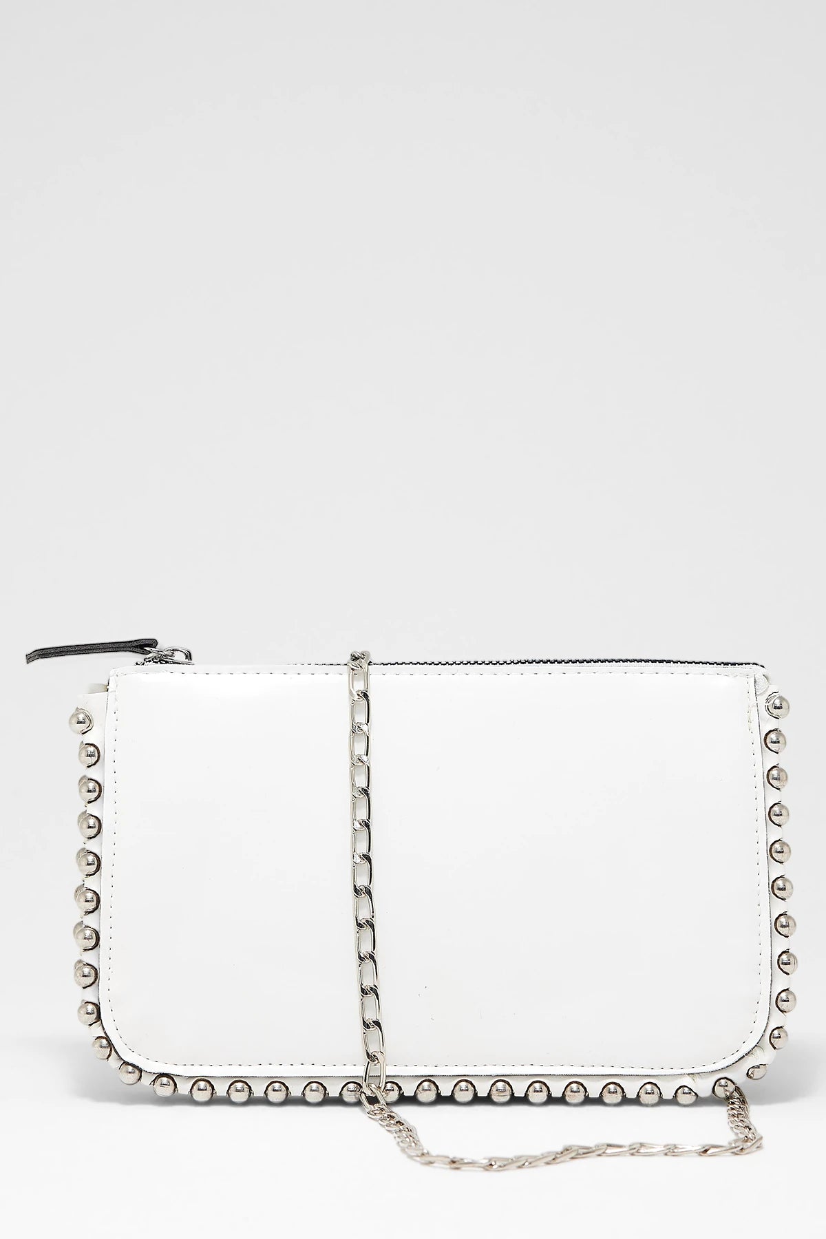 Kadın Zımbalı Çapraz Askılı Çanta Stap - Beyaz