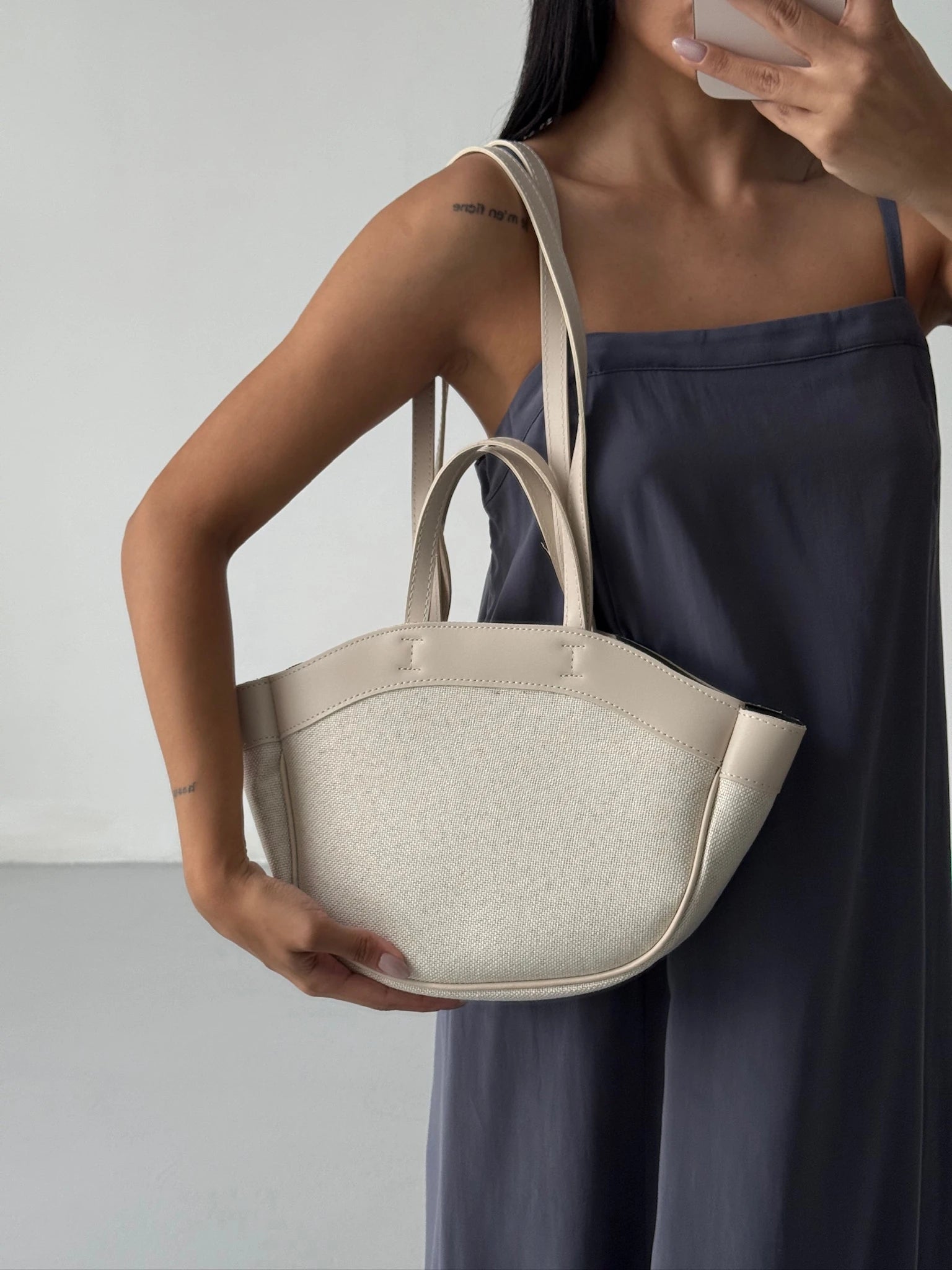 Kadın Çift Saplı Tote Çanta Pablo - Krem hasır