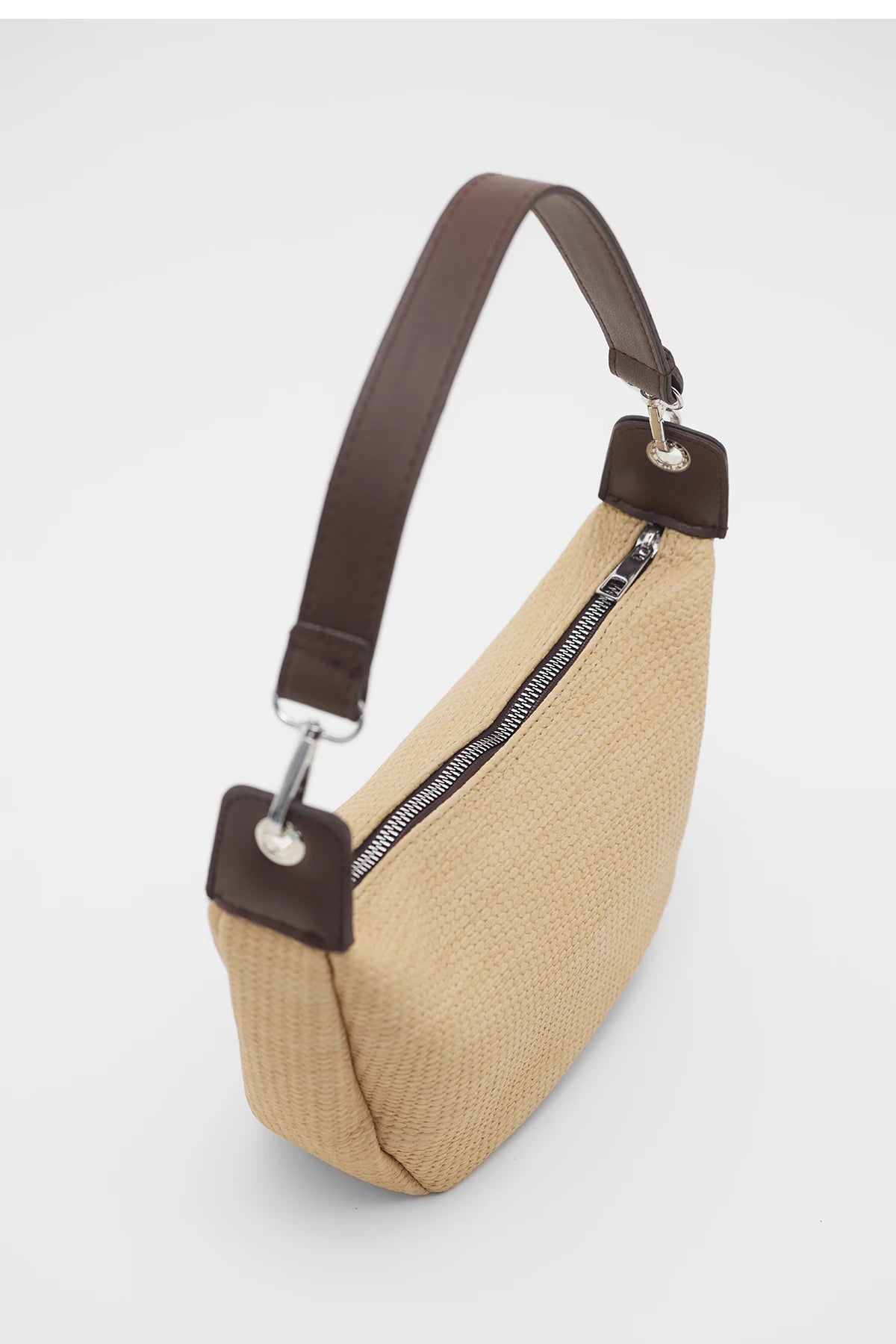 Kadın Hasır Desenli Çapraz Askılımı Omuz Çantası Sumy - Kahve