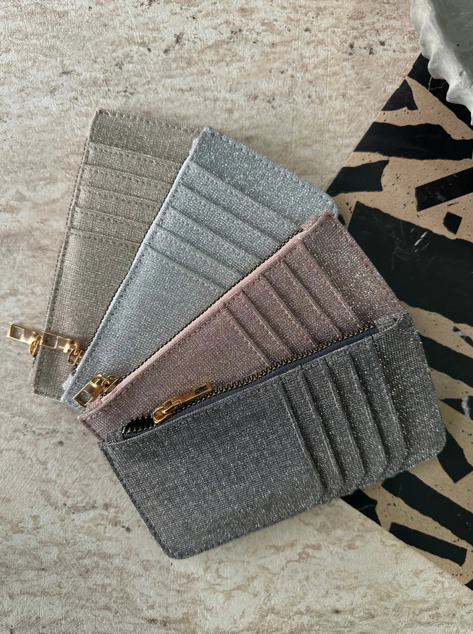 Kadın Fermuarlı Parıltılı Kartlık Glare - Gümüş