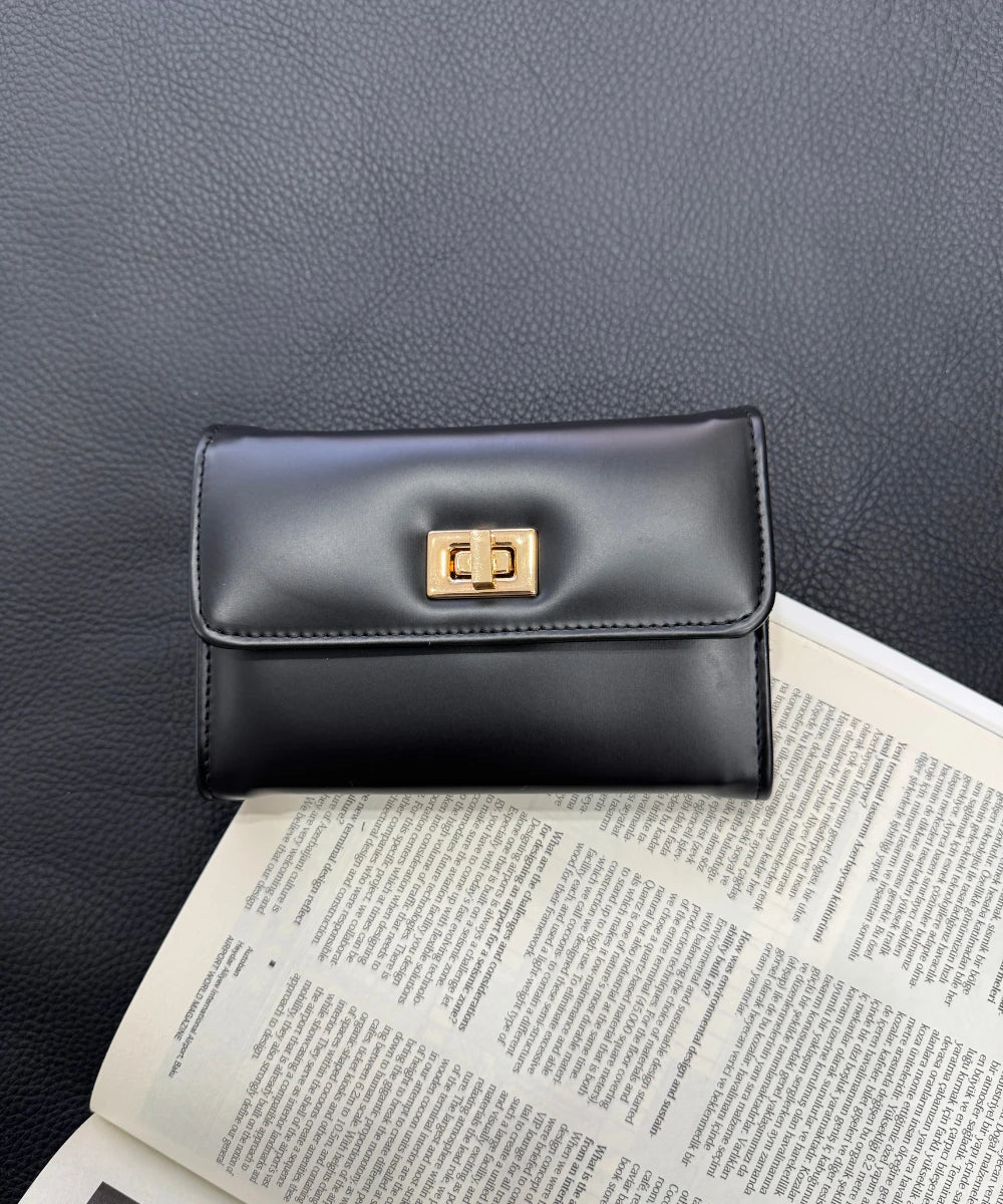 Kadın Kilit Detaylı Cüzdan - Siyah