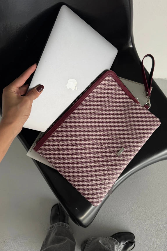 Monogram Desenli Dizüstü Bilgisayar Kılıfı Appy - Bordo