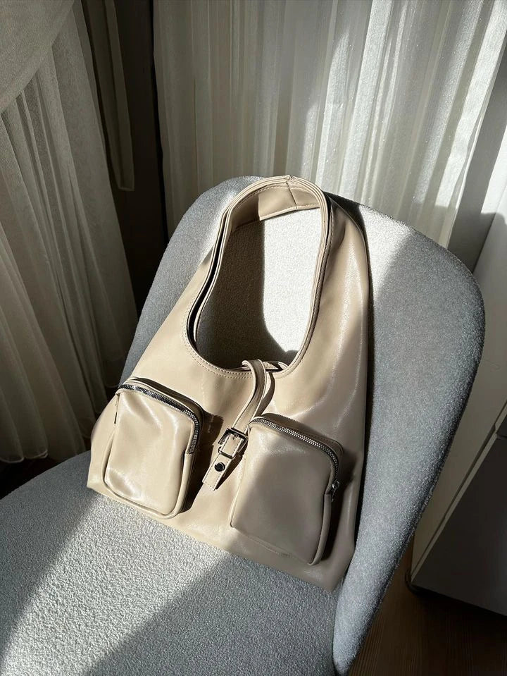 Kadın Cepli Omuz Çantası Mabel - Vizon