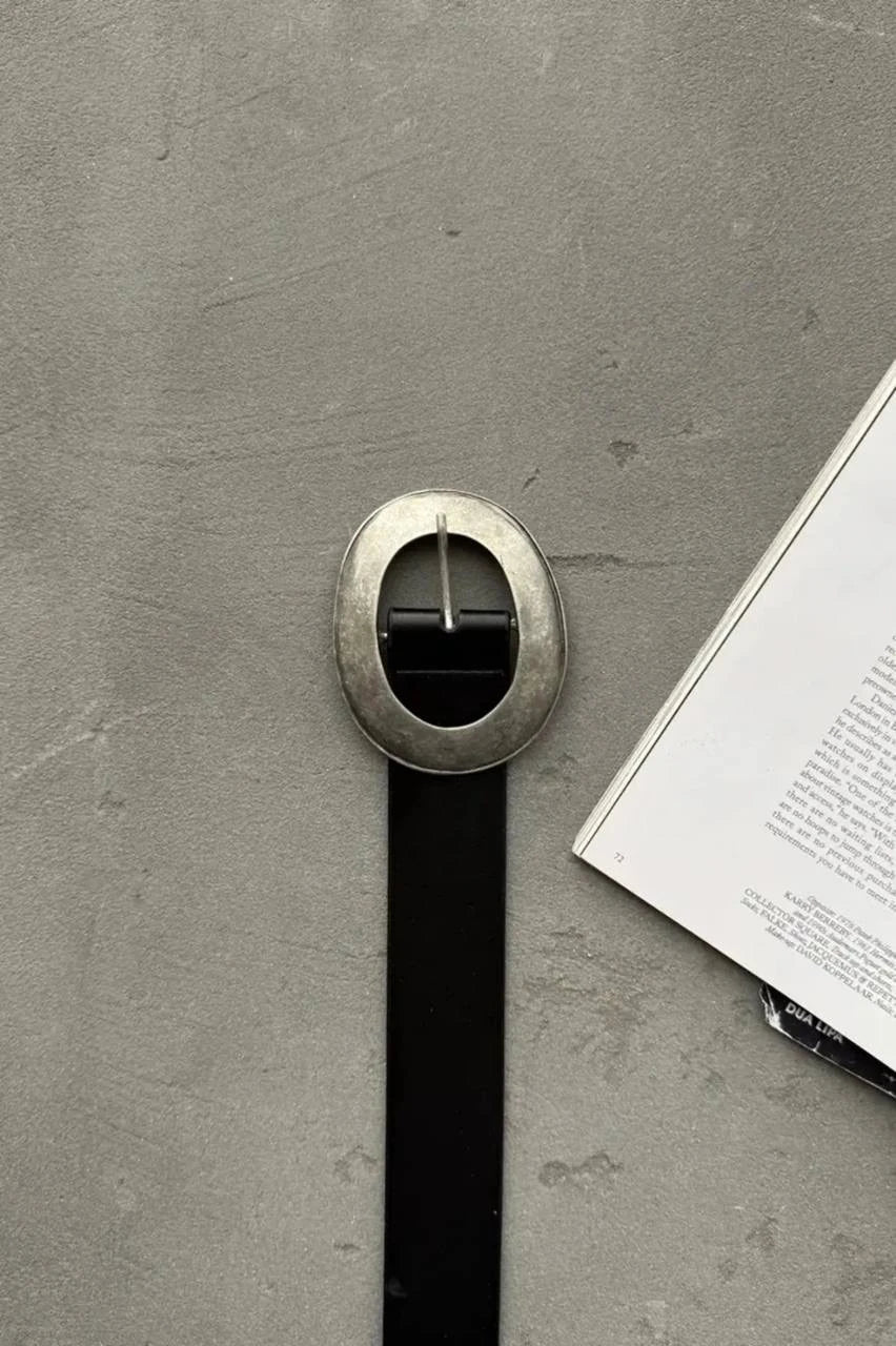 Kadın Oval Tokalı Suni Deri Kemer - Siyah