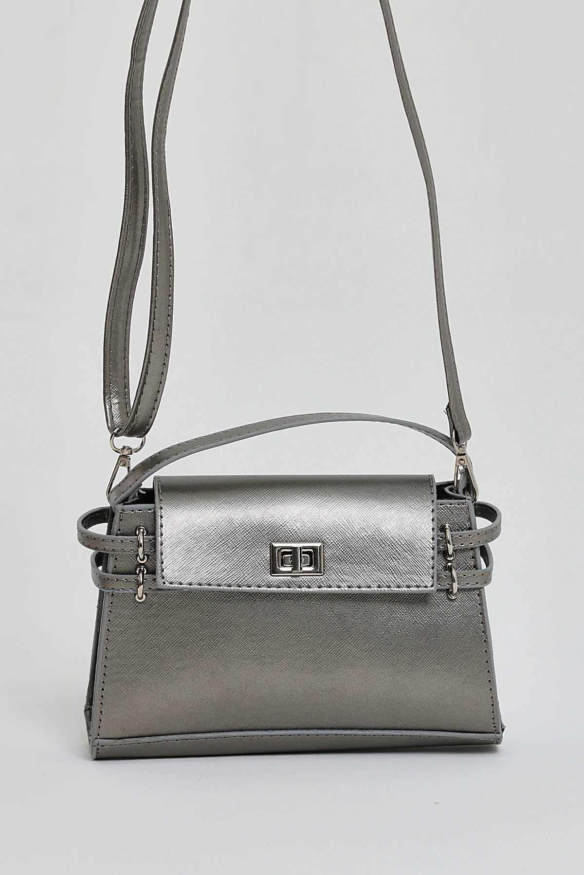 Kadın Çapraz Askı Mini Omuz Çantası Gery - Gümüş