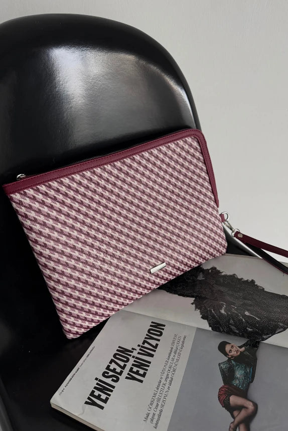 Monogram Desenli Dizüstü Bilgisayar Kılıfı Appy - Bordo