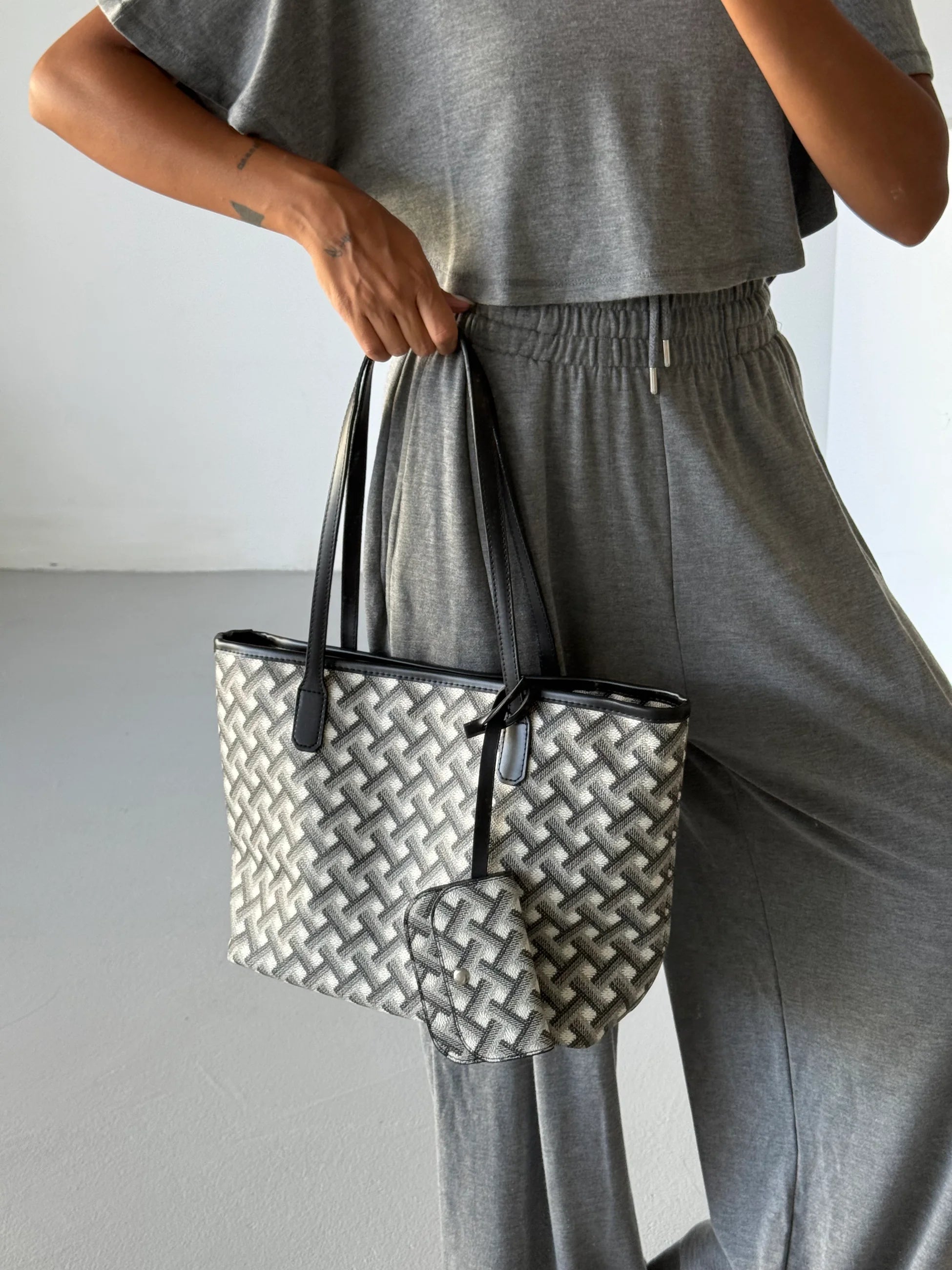 Kadın Cüzdan Detaylı Omuz Çantası Torry - Gri