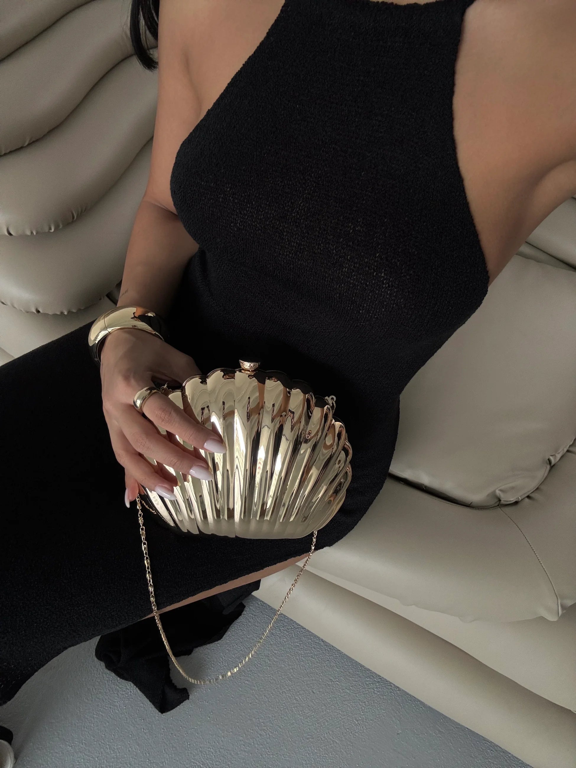 Kadın Zincirli Omuz Çantası Shell - Altın