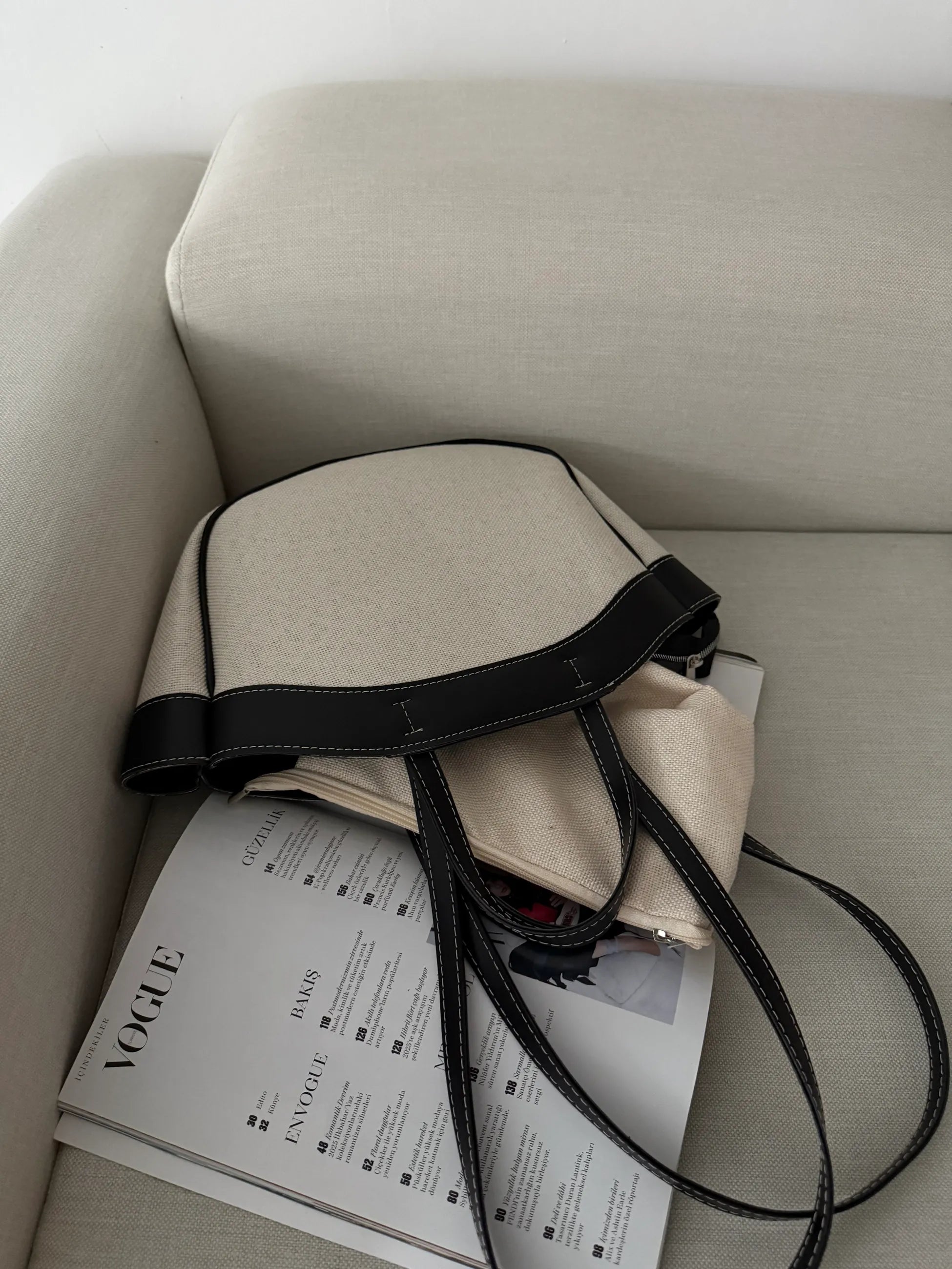 Kadın Çift Saplı Tote Çanta Pablo - Siyah hasır