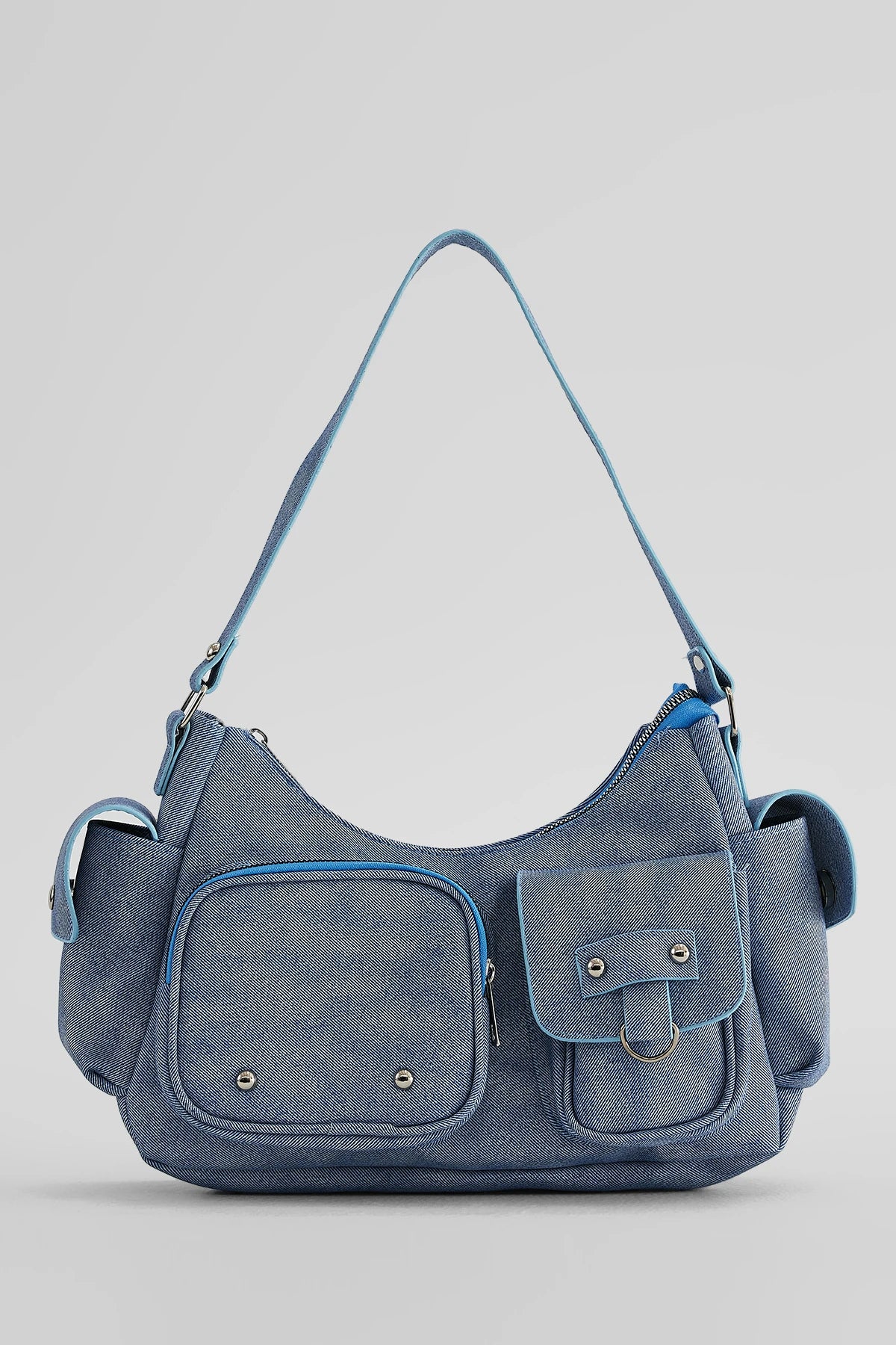 Kadın Çok Cepli Omuz Çantası Poli - Kot