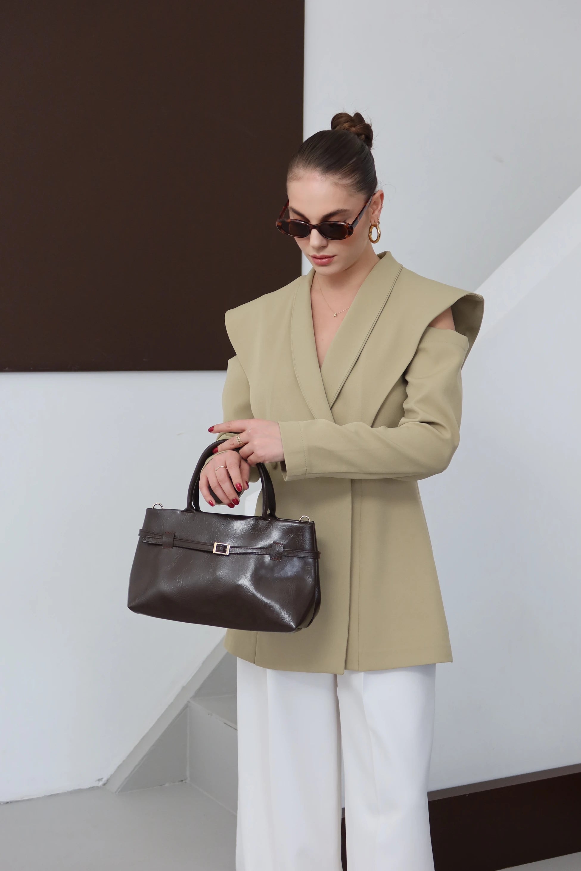 Kadın Suni Deri Omuz Çantası Marc - Kahve