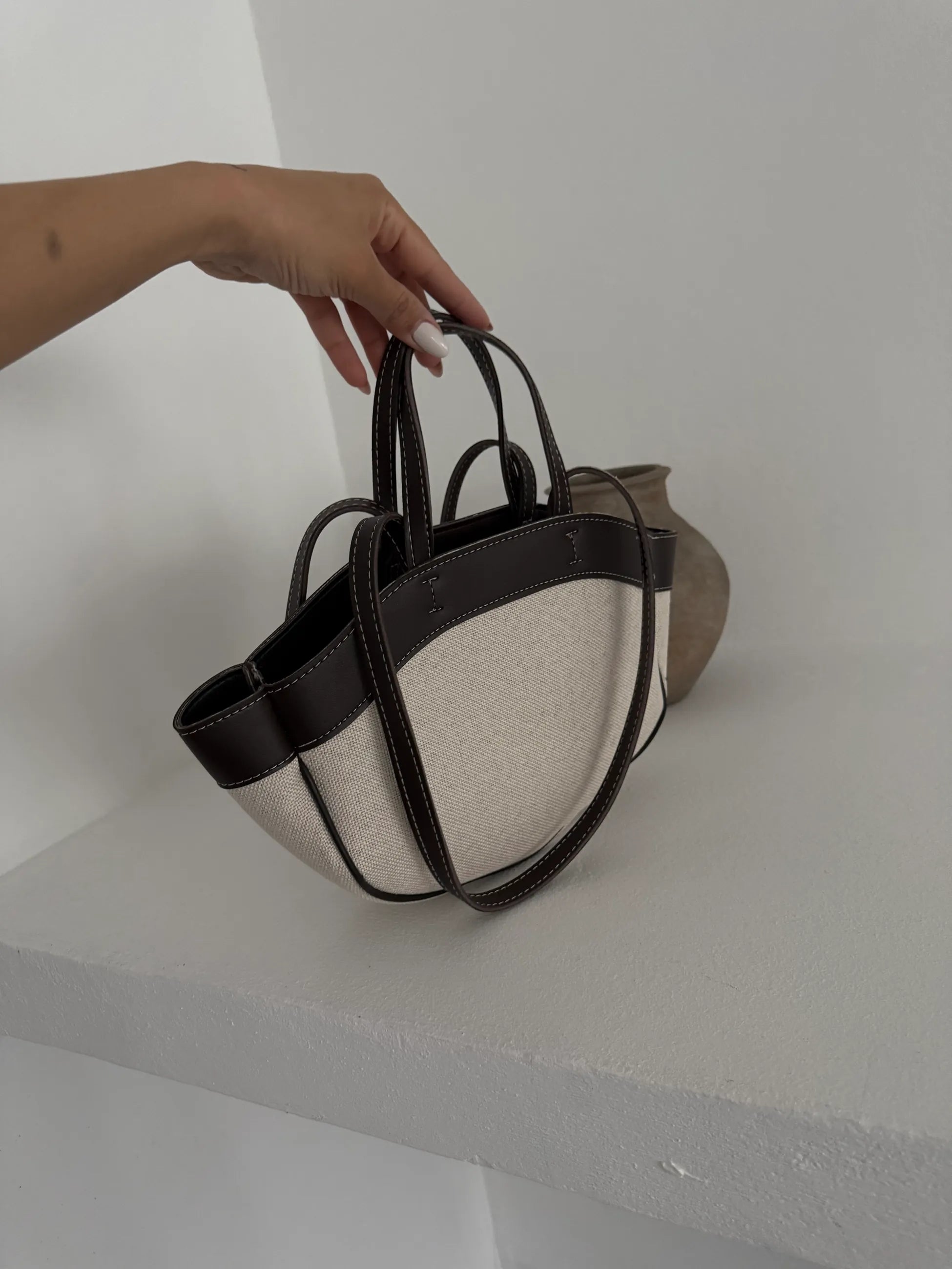 Kadın Çift Saplı Tote Çanta Pablo - Kahve Hasır