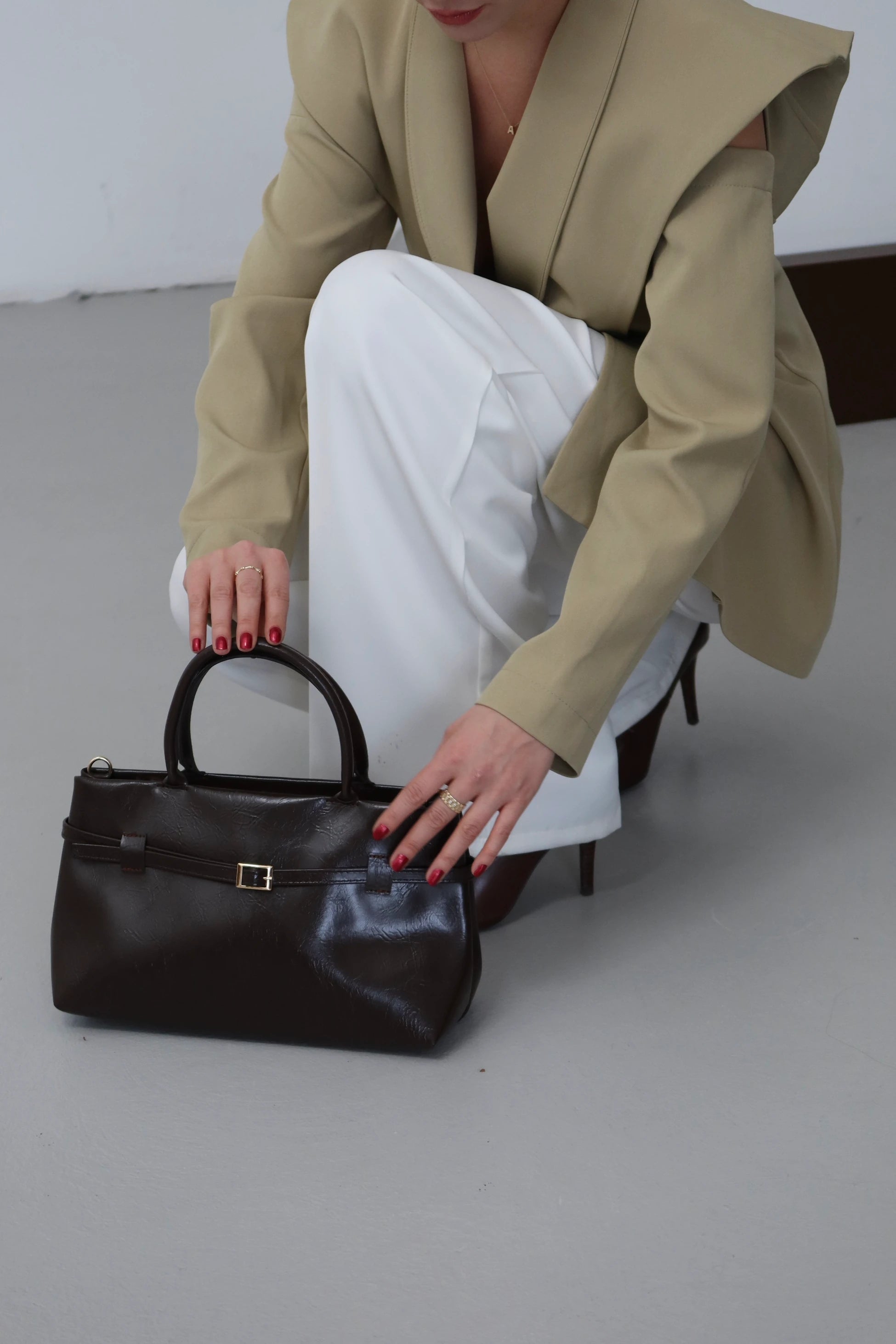 Kadın Suni Deri Omuz Çantası Marc - Kahve