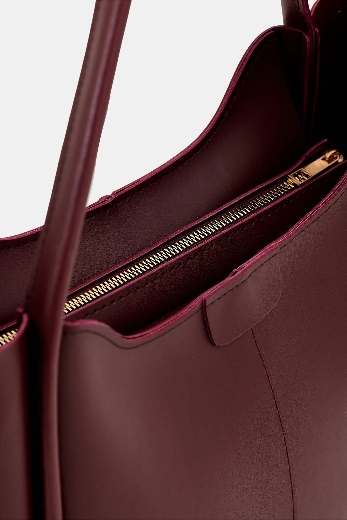 Kadın Fermuarlı Omuz Çantası Poloni - Bordo