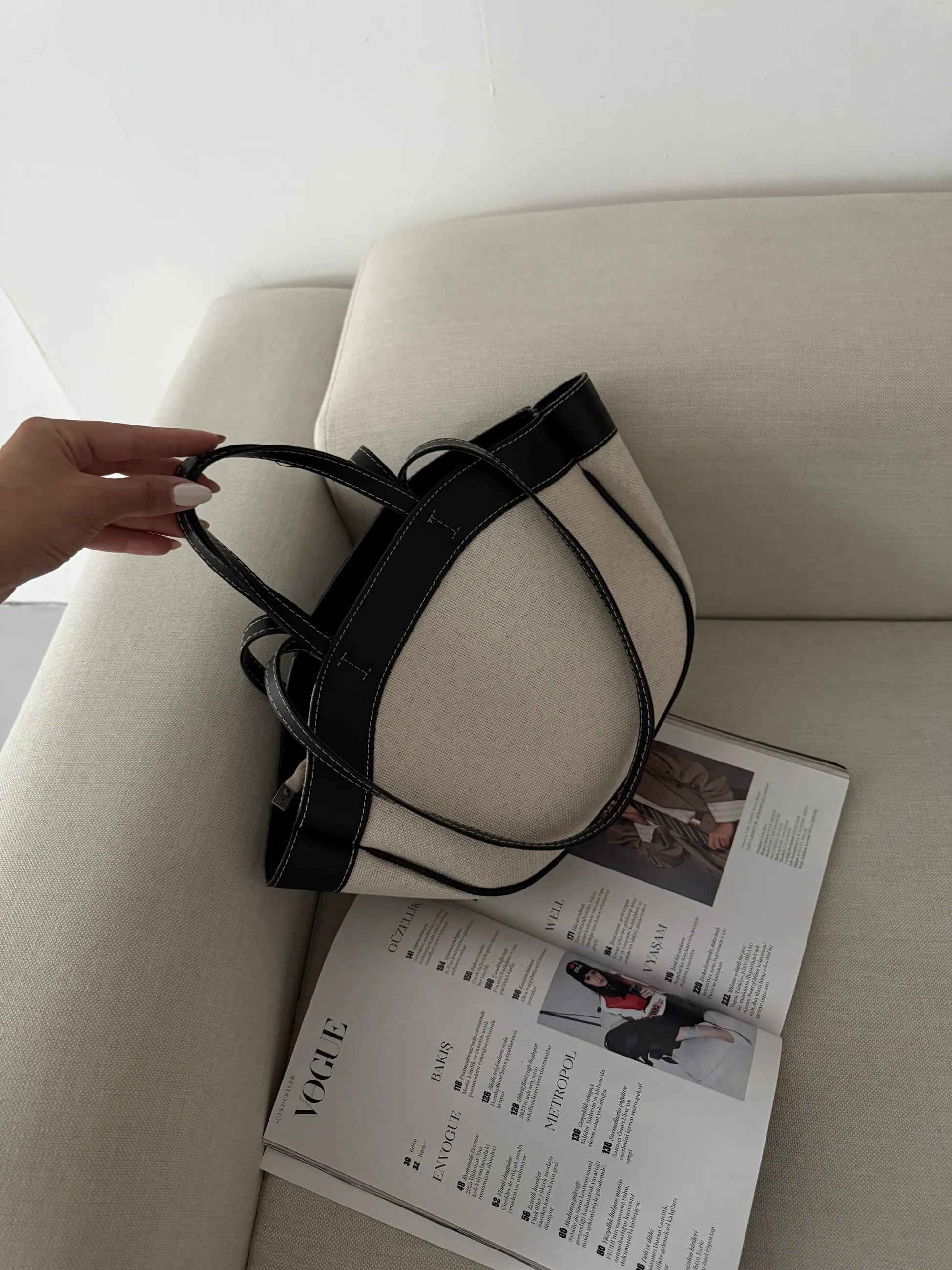 Kadın Çift Saplı Tote Çanta Pablo - Siyah hasır