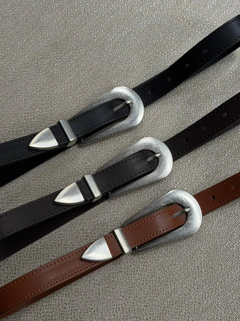 Kadın Oval Tokalı İşlemeli Kemer - Taba