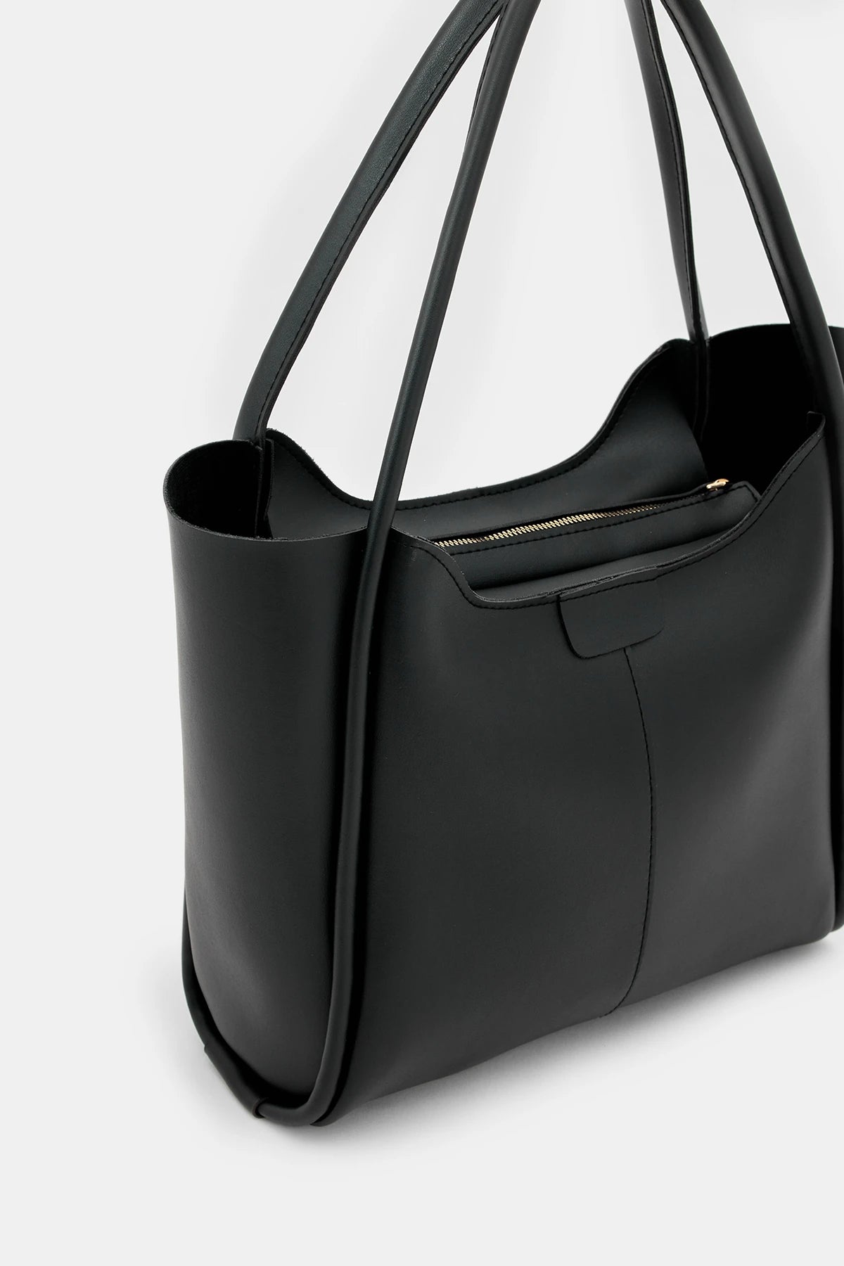 Kadın Fermuarlı Omuz Çantası Poloni - Siyah