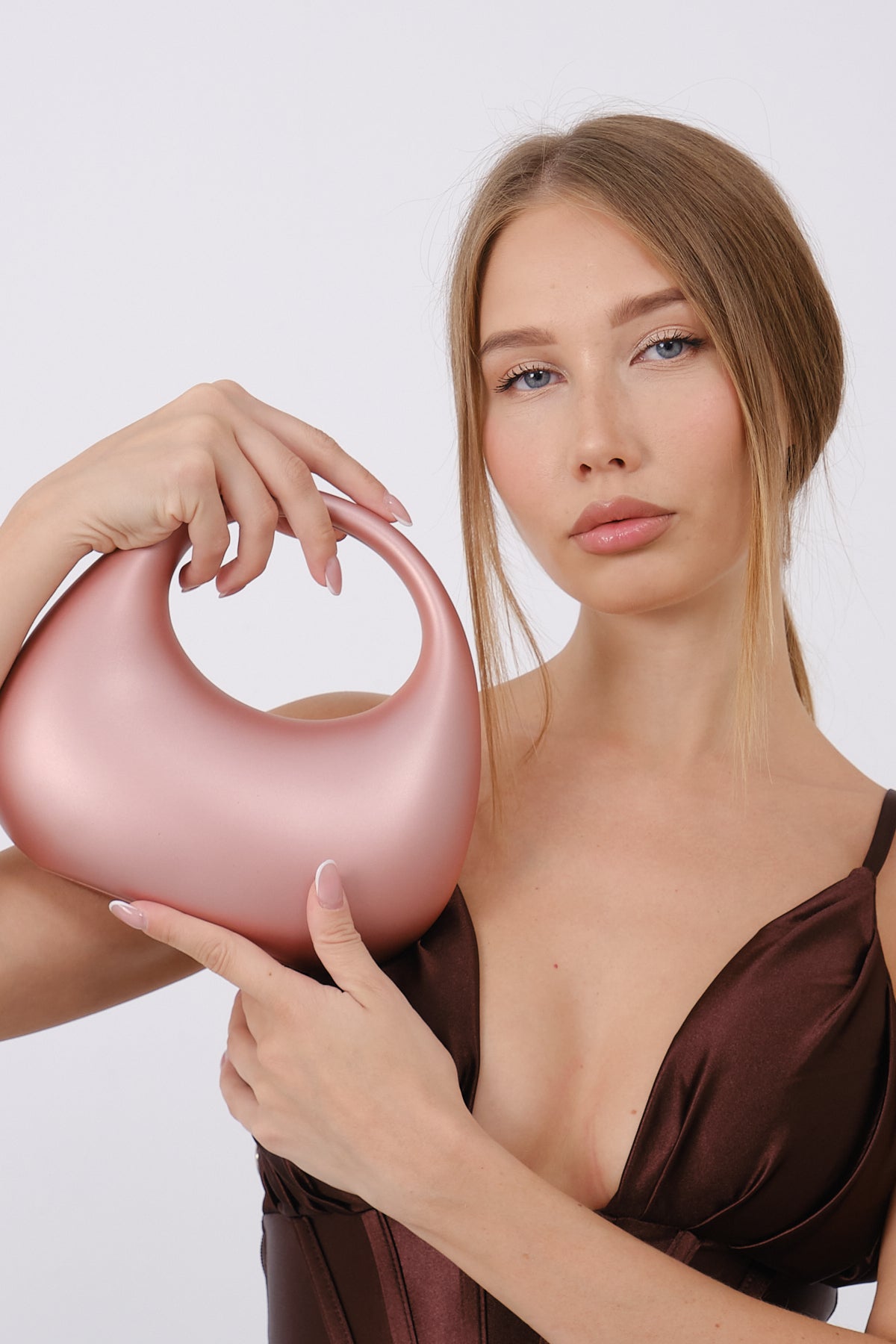 Kadın Zincirli El ve Omuz Çantası Mirror - PEMBE