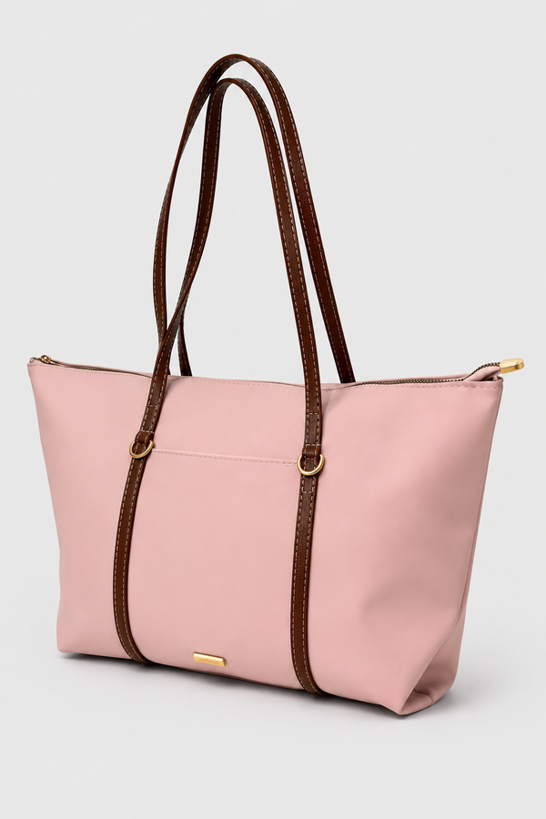 Kadın Şeritli Shopper Omuz Çantası Boris - Pembe