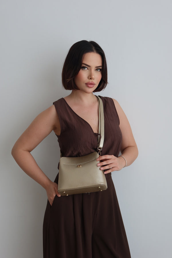 KADIN ÇİFT ASKILI OMUZ ÇANTASI JOLİE - GOLD