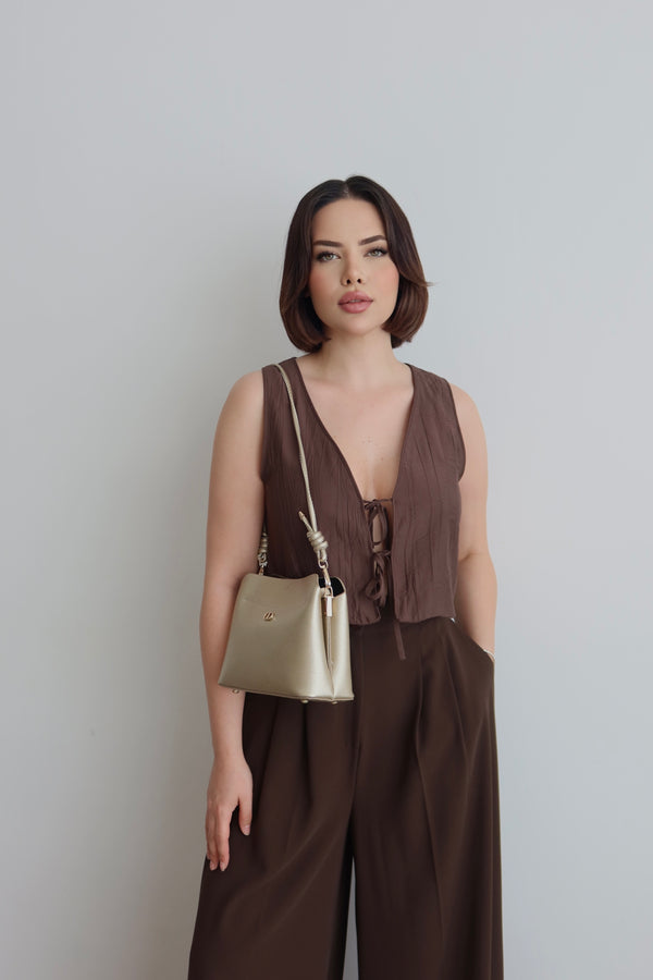 KADIN ÇİFT ASKILI OMUZ ÇANTASI JOLİE - GOLD