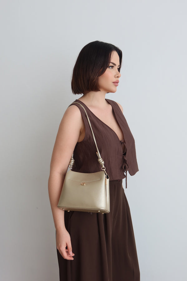 KADIN ÇİFT ASKILI OMUZ ÇANTASI JOLİE - GOLD