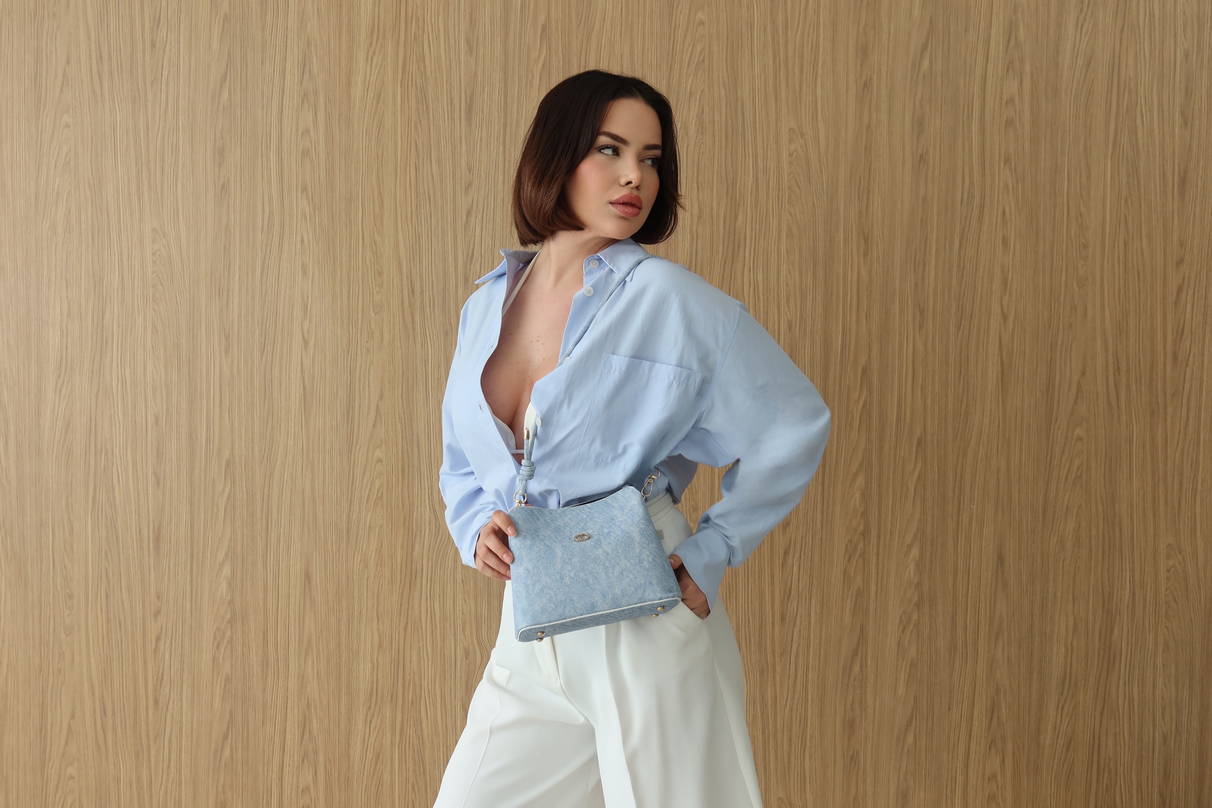 KADIN ÇİFT ASKILI OMUZ ÇANTASI JOLİE - KOT