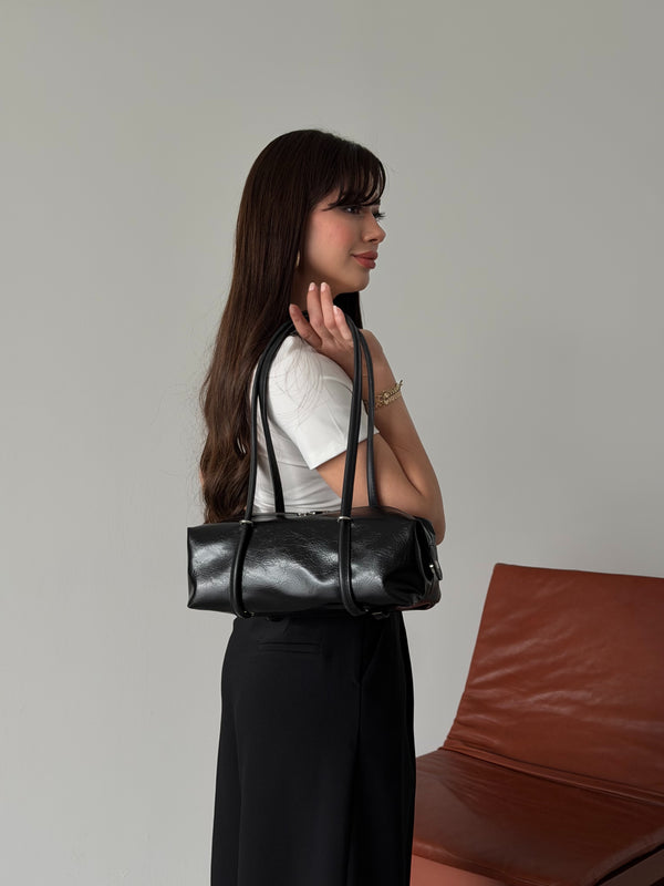 KADIN SİLİNDİR TASARIM OMUZ ÇANTASI OLİVA - SİYAH