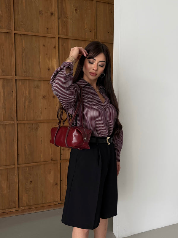 KADIN SİLİNDİR TASARIM OMUZ ÇANTASI OLİVA - BORDO