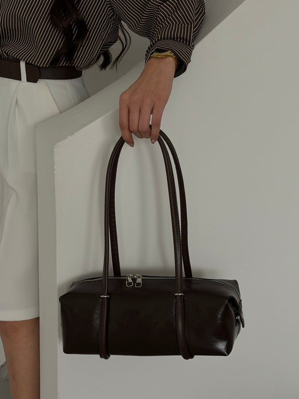 KADIN SİLİNDİR TASARIM OMUZ ÇANTASI OLİVA - KAHVE