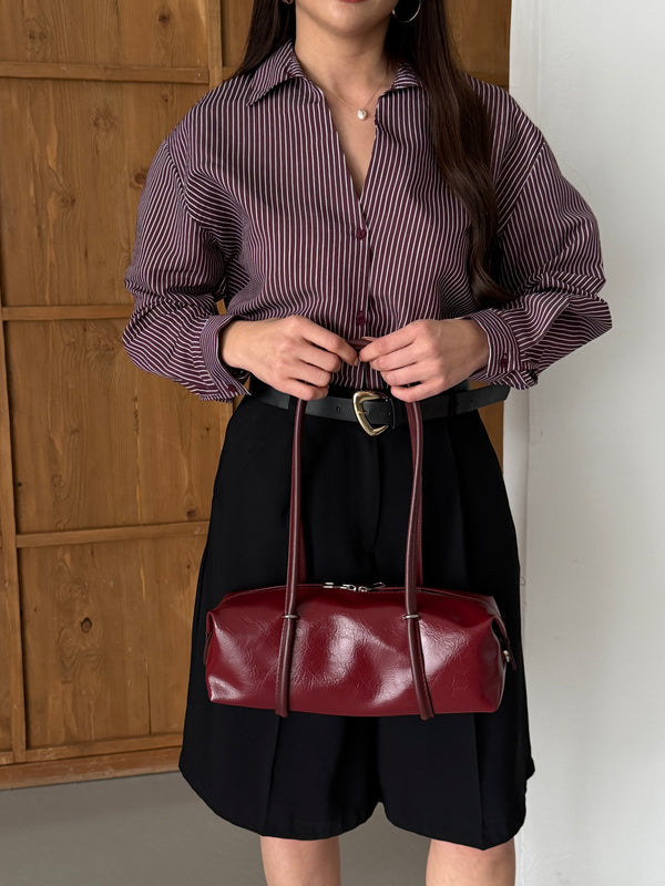 KADIN SİLİNDİR TASARIM OMUZ ÇANTASI OLİVA - BORDO