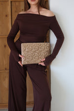 KADIN CLUTCH EL ÇANTASI MOCHA - ROZE GOLD