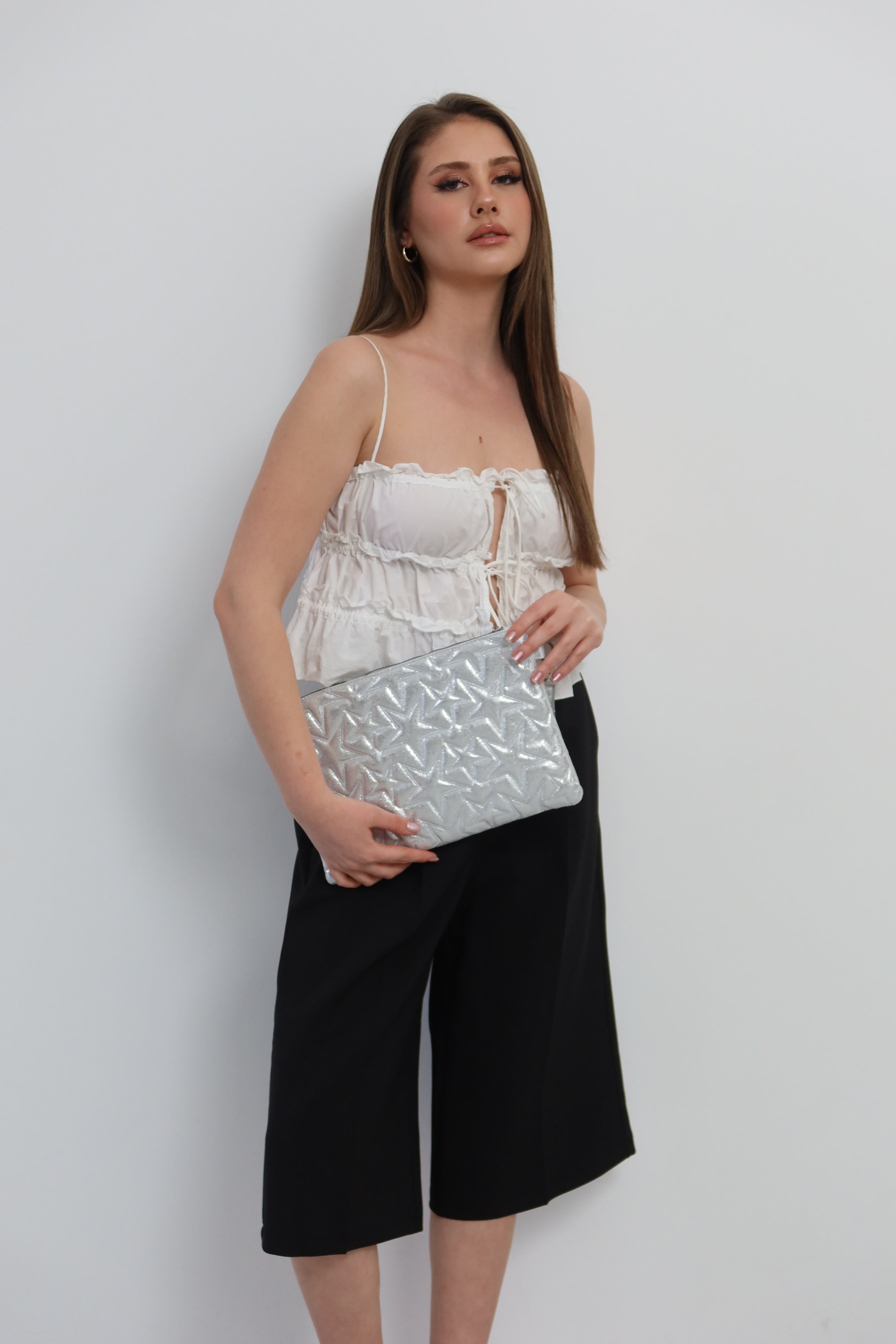 KADIN CLUTCH EL ÇANTASI MOCHA - GÜMÜŞ